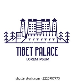 Tibet Palast Kreis Symbol inspiriert von Potala dzong Festung. Chinesisches oder japanisches Schlosslogo oder Emblem im Styling Art Stil.
