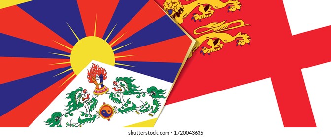 Tibet and Sark flags, two vector flags symbol of relationship or confrontation.