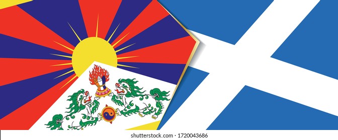 Tibet and Scotland flags, two vector flags symbol of relationship or confrontation.