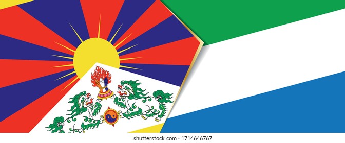 Tibet and Sierra Leone flags, two vector flags symbol of relationship or confrontation.