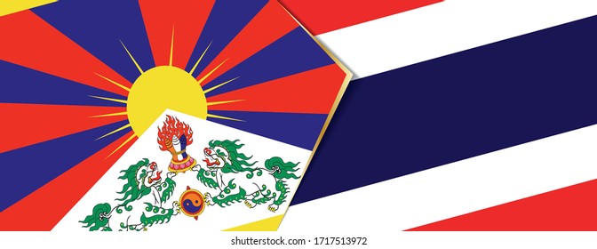 Tibet and Thailand flags, two vector flags symbol of relationship or confrontation.