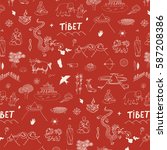 Tibet travel vector pattern.