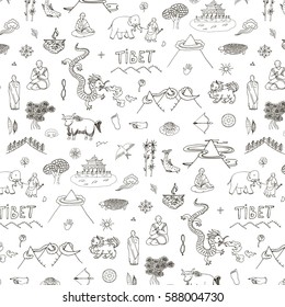 Tibet travel vector pattern.