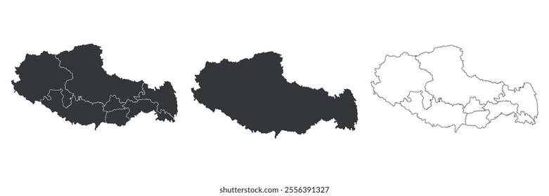 Tibet Vector map EPs Isolated, Tibet province map, Most attractive travel place Tibet map illustration 