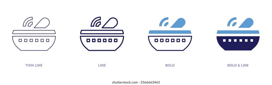 Tibetan bowl icon in 4 different styles. Thin Line, Line, Bold, and Bold Line. Duotone style. Editable stroke.