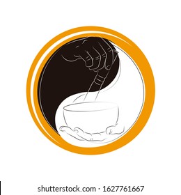 Tibetan Bowl, Yin Yang, Vector Art Illustration