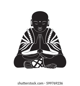 Tibetan Buddhism In Simple Black Style Isolated On White Background. Created For Mobile, Web, Decor, Print Products, Application.