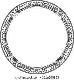 Tibetan circular ornament. Buddhist symbolism. Vector illustration.