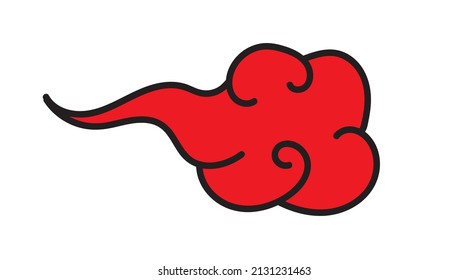 Tibetan cloud symbol elegant style isolated on white background. Oriental traditional ornament for holiday card, invitation, party poster, flyer, decor element. Clouds in the sky. Vector 10 eps