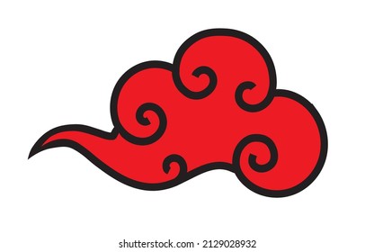 Tibetan cloud vector symbol elegant style isolated on white background. Oriental traditional ornament for holiday card, invitation, party poster, flyer, decor element. Clouds in the sky. Vector 10 eps