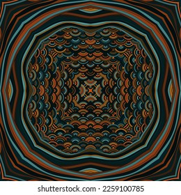 Tibetan ethnic mandala vector seamless pattern. Exotic patchwork sample or decoupage napkin print. Fantastic chakra motif. Silk symmetrical endless ethnic pattern. Hipster african ornament.