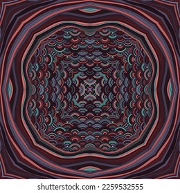 tibetische ethnische Mandala Vektor nahtlose Ornament. Exotisches Muster oder entCoupon-Serviettendruck. Fantastisches Chakra-Motiv. Folklorisches Design ethnischer Muster. Mystischer abstrakter Hintergrund.