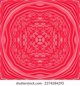 Vector de mandala étnica tibetana ornamento sin fisuras. Muestra de mosaico de cartón o impresión de servilleta de desacoplamiento. Flourish chakra motif. Diseño folclórico, patrón étnico. Huella de batik cuadrado