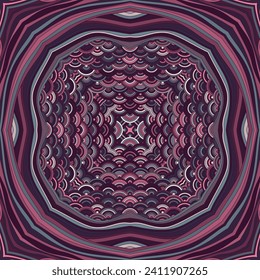 Tibetan ethnic mandala vector seamless ornament. Exotic scrapbook sample or decoupage napkin print. Authentic chakra motif. Folkloric symmetrical design ethnic pattern Scarf shawl square batik print