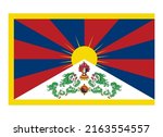 Tibetan flag icon vector. Free Tibet flag design element. Flag of tibet icon isolated on a white background