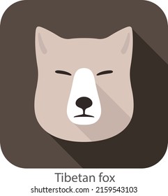 Tibetan fox face flat icon, vector illustration