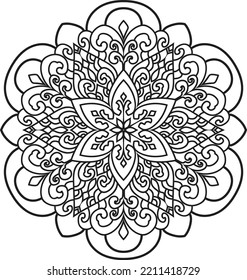 Tibetan Mandala Decorative Ornament Design For Coloring Page, Greeting Card, Invitation, Tattoo, Yoga And Spa Symbol. Vector Illustration