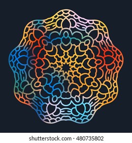 Tibetan mandala ethnic East circular pattern on dark background