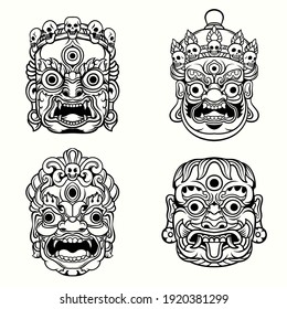 conjunto de ilustraciones vectoriales de máscara tibetana. formato EPS