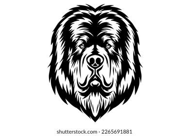 Tibetan Mastiff dog black and white vector