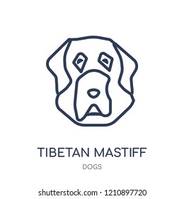 Tibetan Mastiff dog icon. Tibetan Mastiff dog linear symbol design from Dogs collection. Simple outline element vector illustration on white background.