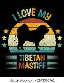 Tibetan Mastiff silhouette vintage and retro t-shirt design