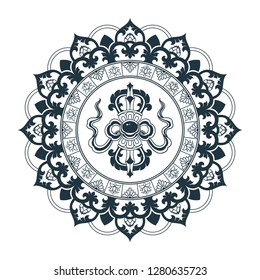 Tibetan pattern Mandala design. Hand drawn decorative element. Template for yoga classes banners, web site and cards design.