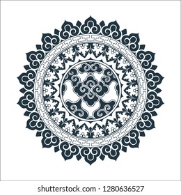 Tibetan pattern Mandala design. Hand drawn decorative element. Template for yoga classes banners, web site and cards design.