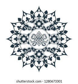 Tibetan pattern Mandala designd. Hand drawn decorative element. Template for yoga classes banners, web site and cards design.