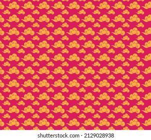 Tibetan sky seamless pattern elegant style on red background. Oriental traditional ornament for holiday card, invitation, party poster, flyer, decor element. Clouds in the sky. Vector 10 eps