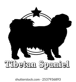 Tibetano Spaniel perro silueta, perro, razas de perro, logotipo, Vector, silueta, diseño de logotipo, animal, ilustración, icono, signo, diseño, negro, símbolo, mascota