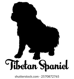 Tibetan Spaniel. dog silhouette, dog breeds, logo, vector, silhouette,  animal, illustration, icon, sign, design, black, symbol, pet, love
