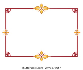 Tibetan Style Traditional Border On White Background