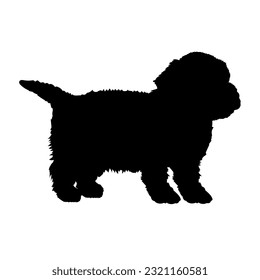 Tibetan Terrier Dog puppies silhouette. Baby dog silhouette. Puppy