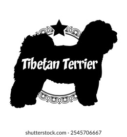 Tibetan Terrier dog silhouette, dog, dog breeds,  vector, silhouette, logo design, animal, illustration, icon, sign, black, pet