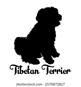 Tibetan Terrier dog silhouette, dog breeds, logo, vector, silhouette,  animal, illustration, icon, sign, design, black, symbol, pet, love
