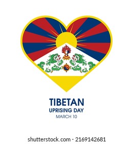 Tibetan Uprising Day vector. Flag of tibet in heart shape icon isolated on a white background. Tibetan flag vector. March 10. Important day