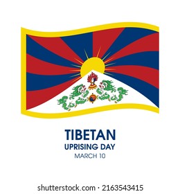 Tibetan Uprising Day vector. Waving flag of tibet icon isolated on a white background. Tibetan flag vector. March 10. Important day