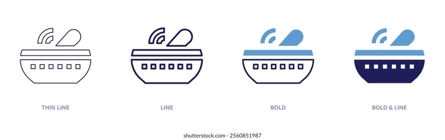 Tibetanbowl icon in 4 different styles. Thin Line, Line, Bold, and Bold Line. Duotone style. Editable stroke.