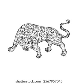 Tibetian symbol black and white tiger 