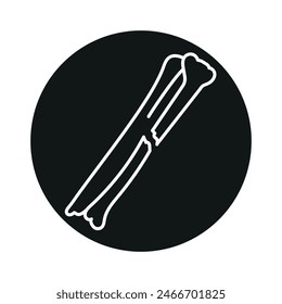 Tibia and fibula fracture line black icon. Sign for web page, mobile app, button, logo. Vector isolated button. Editable stroke.