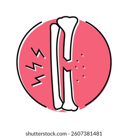 tibia fracture osteoporosis bone color icon vector. tibia fracture osteoporosis bone sign. isolated symbol illustration