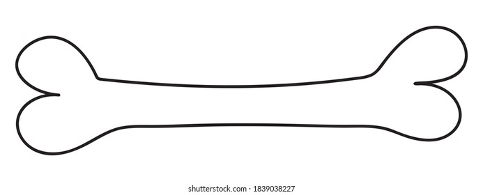 Tibia. Sketch. Vector illustration. An integral part of the skeleton. Outlined on an isolated white background. Doodle style.  Halloween symbol. Decoration for All Saints Day. Idea for web design.