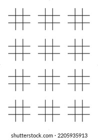 Tic Tac Toe 12 Games In A Page Variations Table, Kids Activity Page