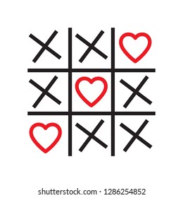 Tic tac toe background with hearts
