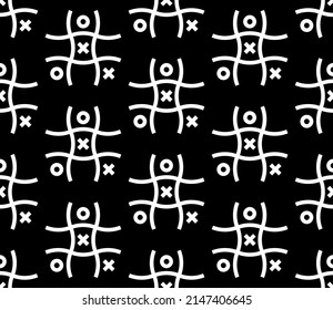 Tic Tac Toe. Black and white seamless pattern full od tic tac toe, Noughts and crosses, Xs and Os