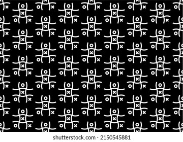 Tic Tac Toe. Black and white seamless pattern full od tic tac toe, Noughts and crosses, Xs and Os
