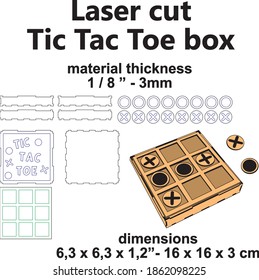 Tic Tac Toe Board Game Laser Cutting Pattern Laser Cut Template Vector Design Wood Mdf Strategy Game Set