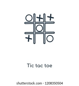 Tic tac toe concept line icon. Linear Tic tac toe concept outline symbol design. This simple element illustration can be used for web and mobile UI/UX.