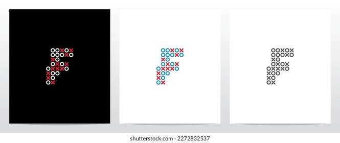 Tic Tac Toe Cross Circle Letter Logo Design F